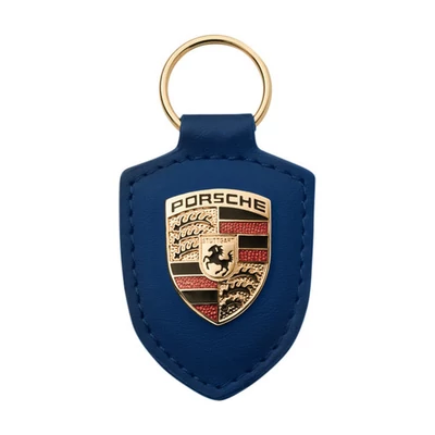 Porsche Kulcstartó (pajzsos, kék színű bőrrel)