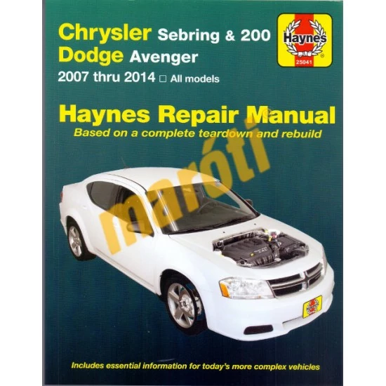 JAVÍTÁSI KÉZIKÖNYV, CHRYSLER SEBRING (2007-2010) (ANGOL NYELVŰ)